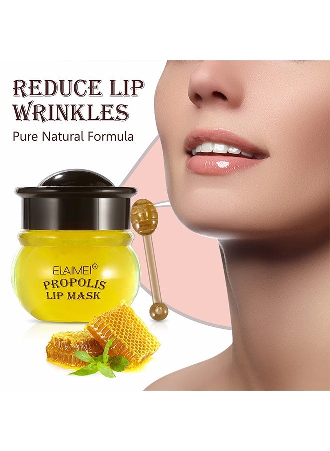Elaimei Propolis Lip Mask, Honey Overnight Day and Repair Sleeping  Lip Balm, Fade Lip Lines Bee Balm, Hydrating &Prevention Dry and Crack Lip Scrubs Exfoliator - Image 2