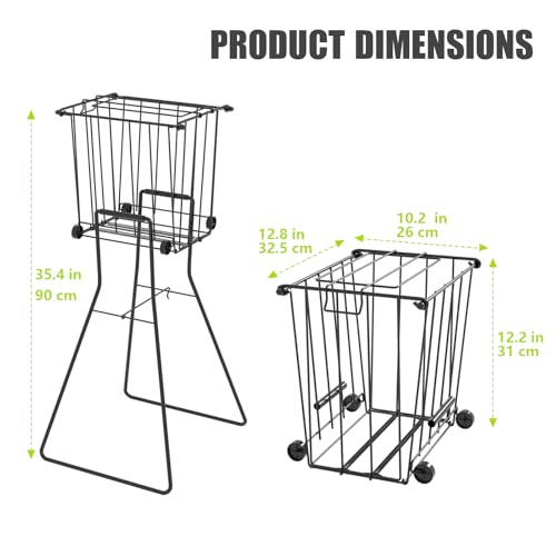 wasoyun Tennis Pickleball Hopper with Wheels Ball Pick Up Basket Pickleball Ball Retriever Ball Holder Storage Holds 75 Tennis Balls 50 Pickleballs - Image 3