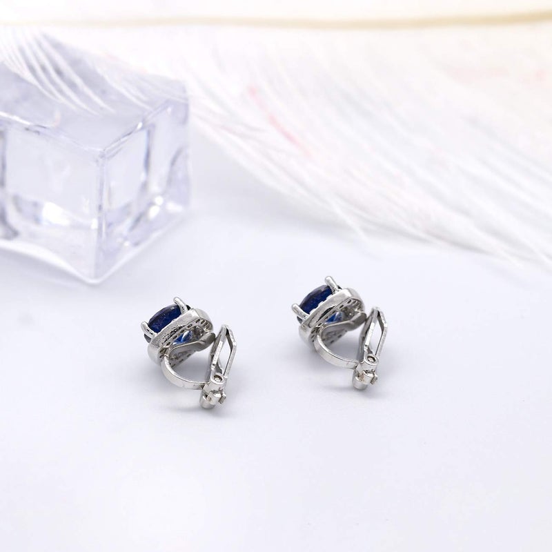 YOQUCOL أقراط يوكيكول 7 مم كريستال زركونيا مكعب أزرق داكن على شكل مربع غير مثقوبة للنساء - Image 4