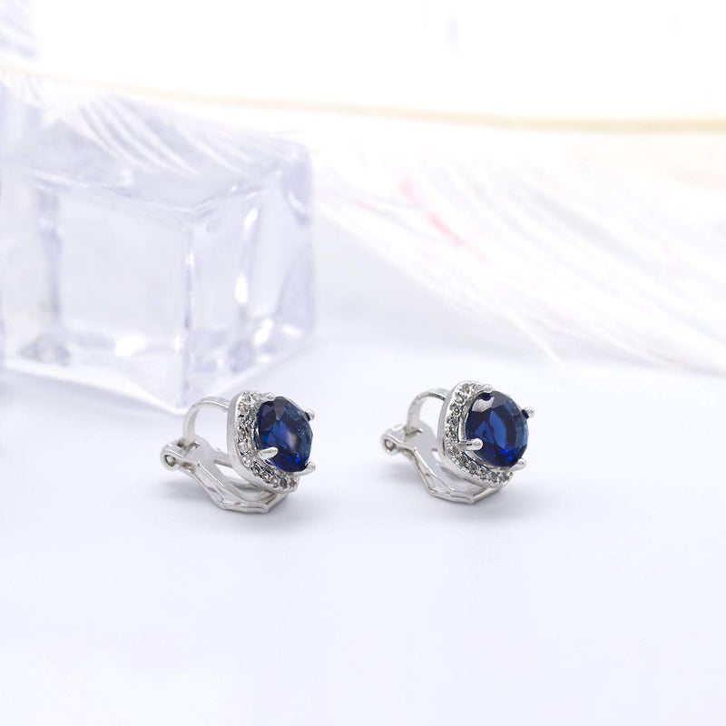 YOQUCOL أقراط يوكيكول 7 مم كريستال زركونيا مكعب أزرق داكن على شكل مربع غير مثقوبة للنساء - Image 3