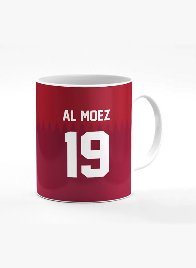 Stylizedd Designer Printed Coffee Mug with Heavy Duty Handle 11oz Ceramic Personalised Gift Mugs Cup [Microwave Safe & Dishwasher Proof] -Football Team - Qatar Player Name - Al Moez - Image 1