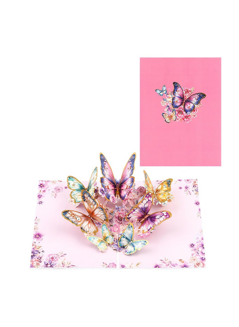 LKTOCAFT - Fancy Elegant Butterfly Design 3D Pop-Up Card, Greeting Card for Back Gift, Birthday, Mother's Day Gift, Wedding, Eid, Sturdy and Solid Cardstock Gift Card with Envelope and Thank You Card - Image 1
