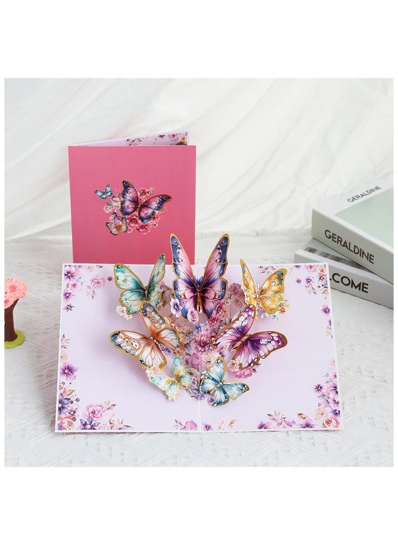 LKTOCAFT - Fancy Elegant Butterfly Design 3D Pop-Up Card, Greeting Card for Back Gift, Birthday, Mother's Day Gift, Wedding, Eid, Sturdy and Solid Cardstock Gift Card with Envelope and Thank You Card - Image 1