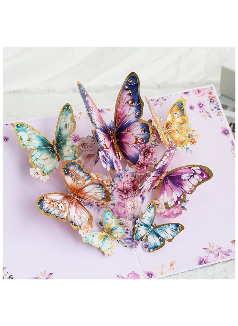 LKTOCAFT - Fancy Elegant Butterfly Design 3D Pop-Up Card, Greeting Card for Back Gift, Birthday, Mother's Day Gift, Wedding, Eid, Sturdy and Solid Cardstock Gift Card with Envelope and Thank You Card - Image 1