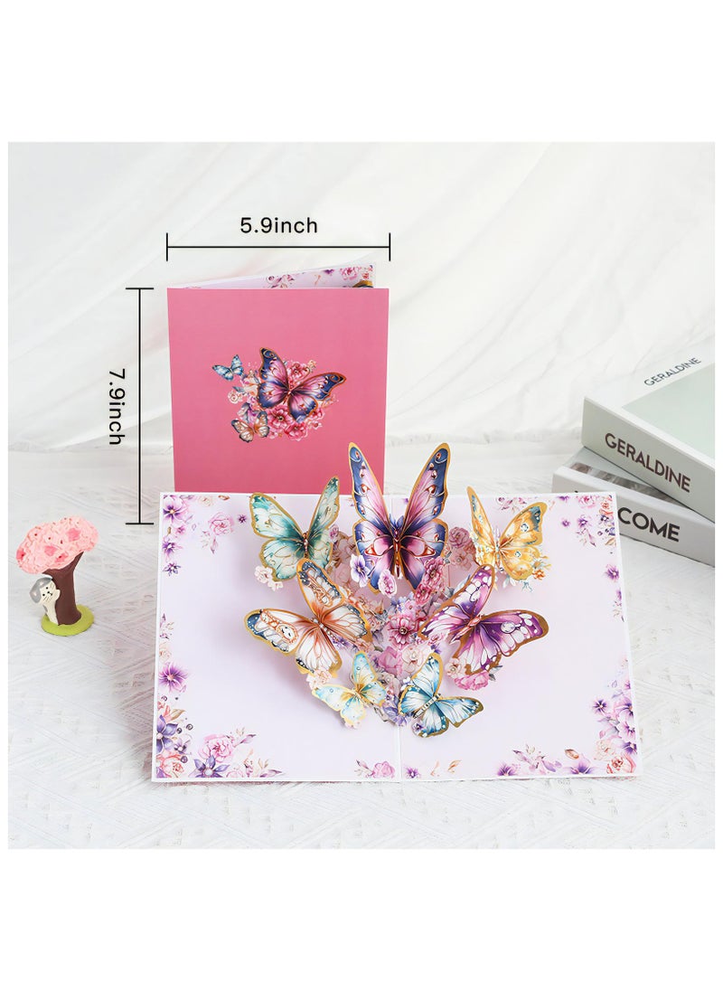 LKTOCAFT - Fancy Elegant Butterfly Design 3D Pop-Up Card, Greeting Card for Back Gift, Birthday, Mother's Day Gift, Wedding, Eid, Sturdy and Solid Cardstock Gift Card with Envelope and Thank You Card - Image 1