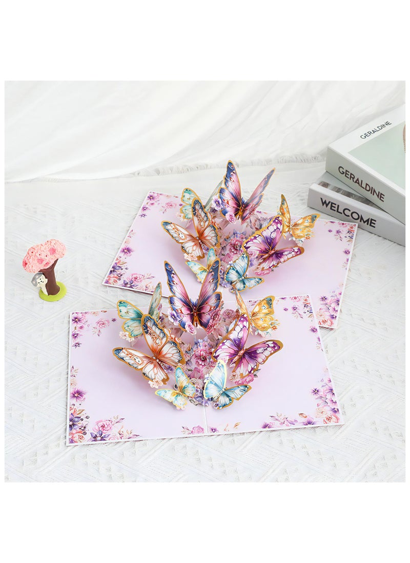 LKTOCAFT - Fancy Elegant Butterfly Design 3D Pop-Up Card, Greeting Card for Back Gift, Birthday, Mother's Day Gift, Wedding, Eid, Sturdy and Solid Cardstock Gift Card with Envelope and Thank You Card - Image 1