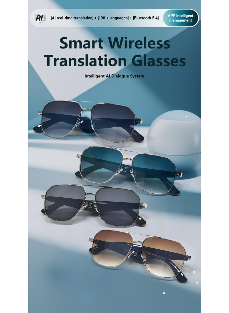 Smart Glasses with AI, Polarized Sunglasses with Bluetooth Speaker, Athletic, Outdoor, Sports UV Protection and Voice Control, Smart AI translation Glasses and Headphones, Translation in 144 languages, AI Chat, Music, Assistant via Bluetooth 5.4-violet