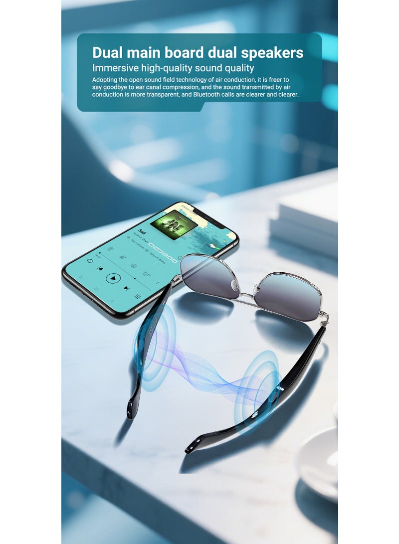 Smart Glasses with AI, Polarized Sunglasses with Bluetooth Speaker, Athletic, Outdoor, Sports UV Protection and Voice Control, Smart AI translation Glasses and Headphones, Translation in 144 languages, AI Chat, Music, Assistant via Bluetooth 5.4-violet