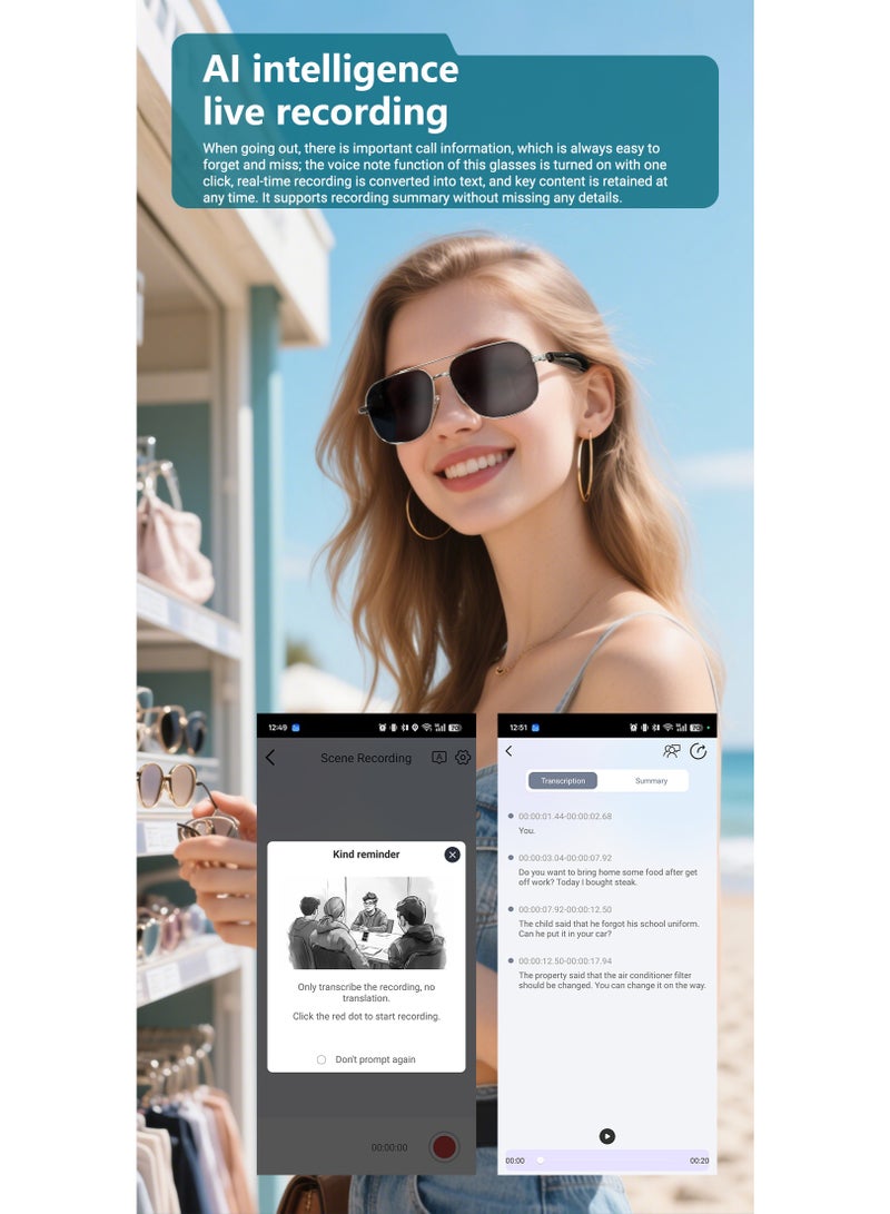 Smart Glasses with AI, Polarized Sunglasses with Bluetooth Speaker, Athletic, Outdoor, Sports UV Protection and Voice Control, Smart AI translation Glasses and Headphones, Translation in 144 languages, AI Chat, Music, Assistant via Bluetooth 5.4-violet