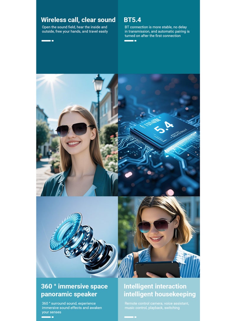 Smart Glasses with AI, Polarized Sunglasses with Bluetooth Speaker, Athletic, Outdoor, Sports UV Protection and Voice Control, Smart AI translation Glasses and Headphones, Translation in 144 languages, AI Chat, Music, Assistant via Bluetooth 5.4-violet