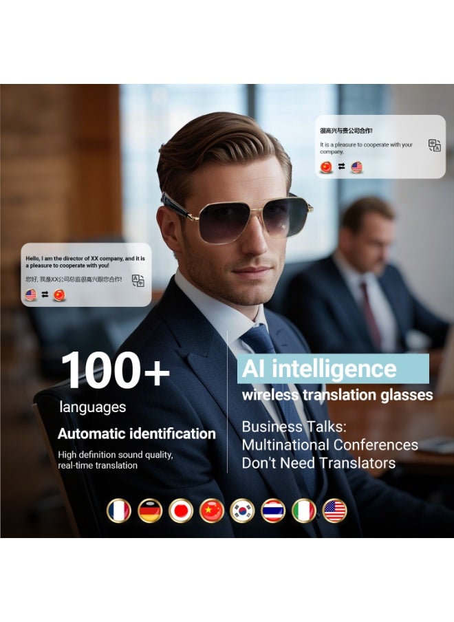 ماركة غير محددة نظارات ذكية مع الذكاء الاصطناعي، نظارات شمسية مستقطبة مع مكبر صوت بلوتوث، رياضية، في الهواء الطلق، حماية الأشعة فوق البنفسجية الرياضية والتحكم الصوتي، ترجمة الذكاء الاصطناعي الذكية نظارات وسماعات الرأس، ترجمة إلى 144 لغة، دردشة الذكاء الاصطناعي، الموسيقى، مساعد عبر بلوتوث  - Image 5