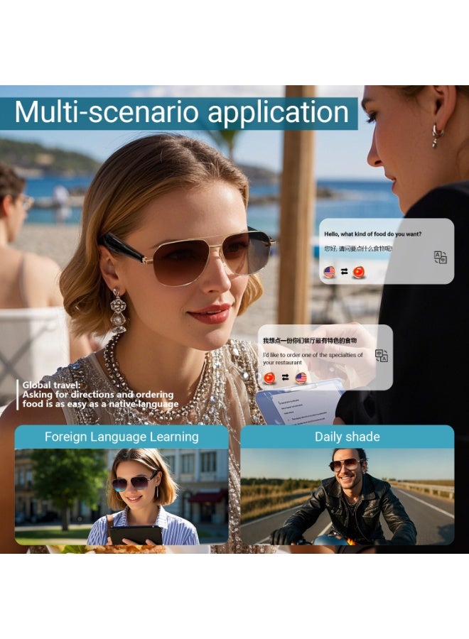 Smart Glasses with AI, Polarized Sunglasses with Bluetooth Speaker, Athletic, Outdoor, Sports UV Protection and Voice Control, Smart AI translation Glasses and Headphones, Translation in 144 languages, AI Chat, Music, Assistant via Bluetooth 5.4-violet