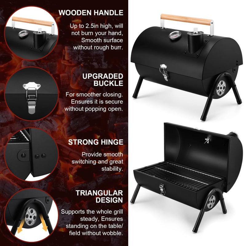Joyfair Portable Charcoal Grill with Thermometer, Small Tabletop Barbecue Grill for Outdoor Camping Backyard Party BBQ Cooking, Extra Thick Steel & Heavy Duty, Innovative Design & Easy Assembly - Image 3