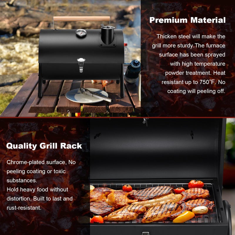 Joyfair Portable Charcoal Grill with Thermometer, Small Tabletop Barbecue Grill for Outdoor Camping Backyard Party BBQ Cooking, Extra Thick Steel & Heavy Duty, Innovative Design & Easy Assembly - Image 4