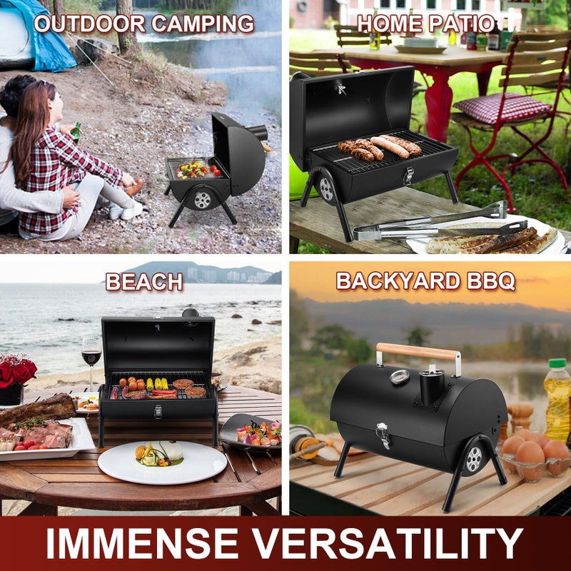 Joyfair Portable Charcoal Grill with Thermometer, Small Tabletop Barbecue Grill for Outdoor Camping Backyard Party BBQ Cooking, Extra Thick Steel & Heavy Duty, Innovative Design & Easy Assembly - Image 5