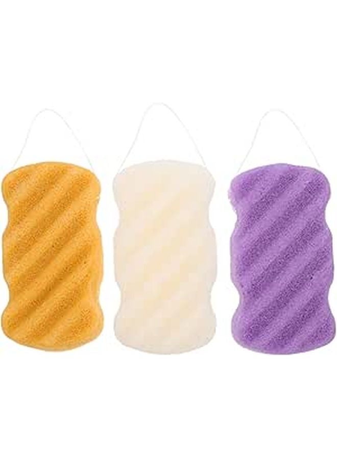 Konjac Face Sponge Wave Texture 3 Pack Natural Exfoliating Makeup Remover Tool - Image 1