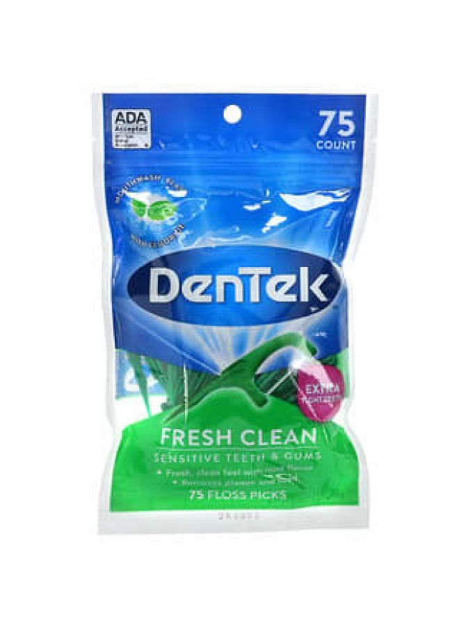 Dentek DenTek, Fresh Clean, Floss Picks, Mouthwash Blast, 75 Floss Picks
