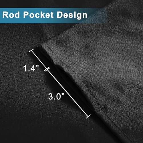 XWZO Kitchen Valances Curtains for Windows Living Room Bedroom Bathroom Toppers Farmhouse Style Rustic Dinning Room Blackout Thermal Insulated Rod Pocket, W52 x L18 Inch Length, Black, 1 Panel - Image 4