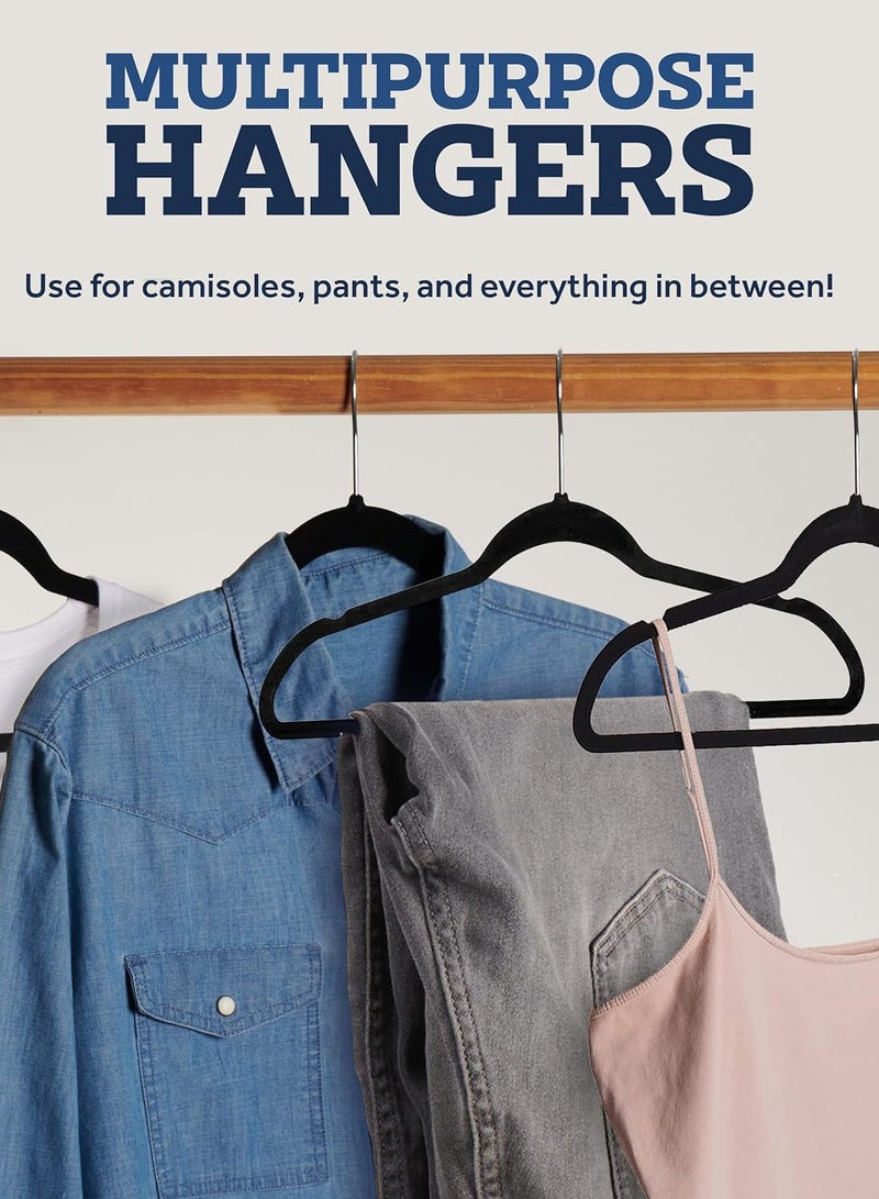 CityRiya-Long Velvet Hangers 30 Pack, Non-Slip Clothes Hangers, Black Suit Hangers, Robes Cloth Hanger, Heavy Duty Coat Hangers for Closet Organizer, Pants Hangers, Clothes Hanger for Robes, Coats, Pants & Dress - Image 2