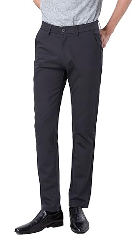 Plaid&Plain Men’s Slim Fit Dress Pants Stretch Dress Pants 8101Charcoal 33X30 - Image 5