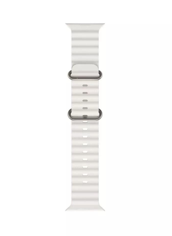 MOCOM - Ocean Silicon Rubber Watch Band Strap for Apple Watch Ultra 49mm/45mm/44mm/42mm Ocean White - Image 1