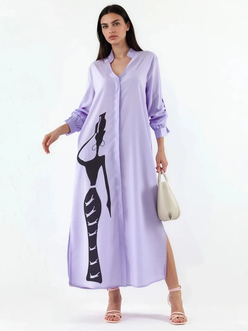 Jennyfer Text Print Maxi Shirt Dress