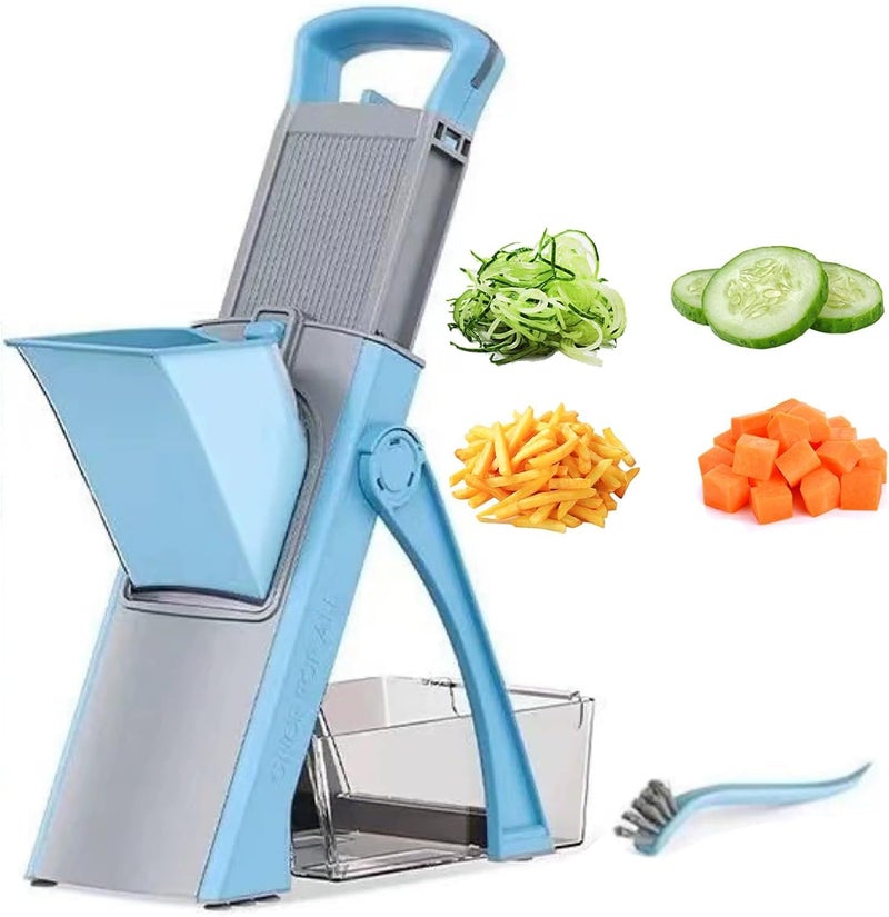 DAYANIDHI Stainless Steel Vegetable Slicer Cutter Grater Chopper | 18 in 1 Multipurpose Mandoline Kitchen Tool | Sharp Double Adjustable Blades | Firm Grip for Effortless Fruit Cutting - Image 1