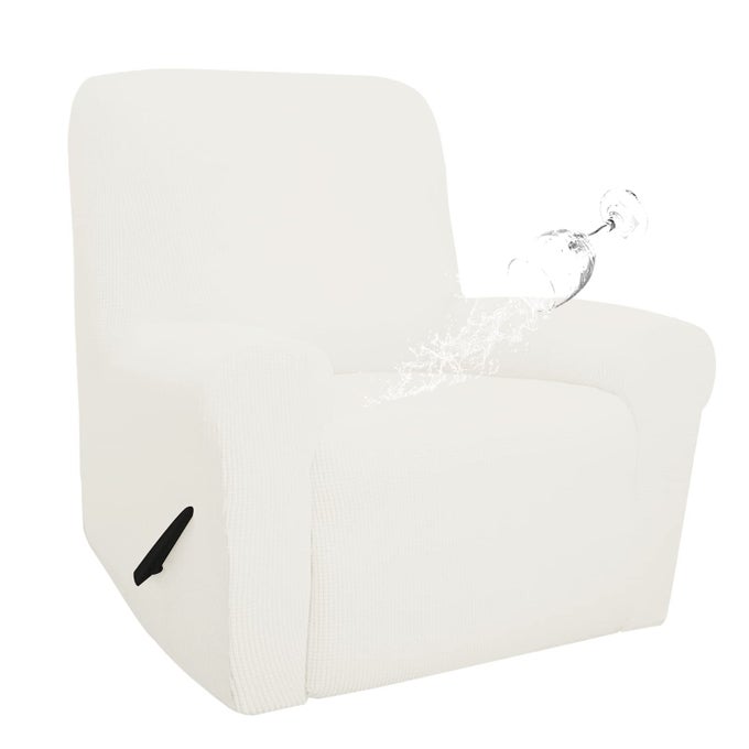 EASYGOING 100 WATERPROOF RECLINER COVER DUAL WATERPROOF COUCH COVER FOR RECLINER 1 PIECE JACQUARD SOFA COVER LEAKPROOF SOFA SLIPCOVER FOR KIDS PETS DOG AND CAT RECLINER CREAM