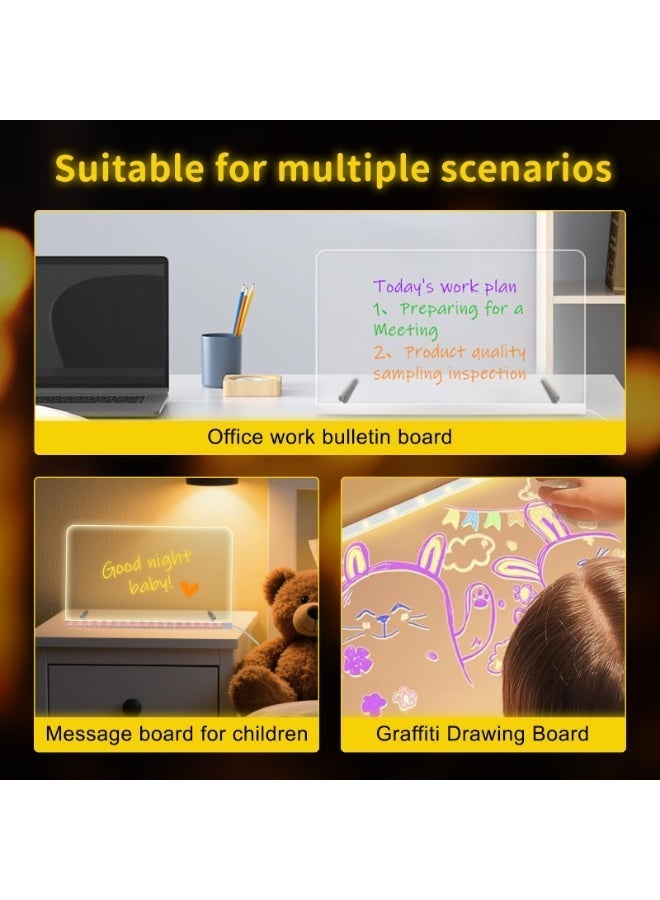 لوح الرسم الإلكتروني المضيء "دودل جلو" - سبورة أكريليك قابلة للمسح وإعادة الاستخدام مع 7 أقلام ملونة، قابلة للتعليق والوقوف، هدايا للمنزل والمكتب (30 × 20 سم) - Image 4