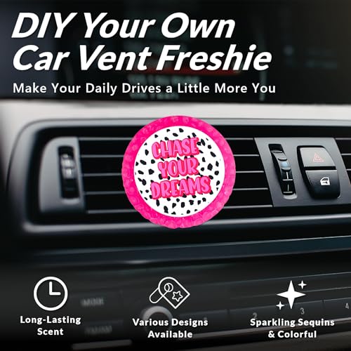 MUBYOK M538 Scented Car Vent Freshie Supplies Starter Kit,DIY 9 Car Air Fresheners with 250g Midnight Ice Aroma Beads,2 inch Circle Silicone Molds,Vent Clip,Glitter & CardStock - Image 2