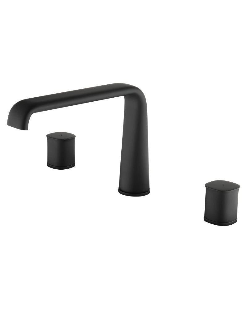 PHASAT Bathtub Faucet Deck Mount Matte Black Bathroom Waterfall Tub Faucet 3 Hole Tub Filler with 2 Handles,PU5H01、 - Image 1