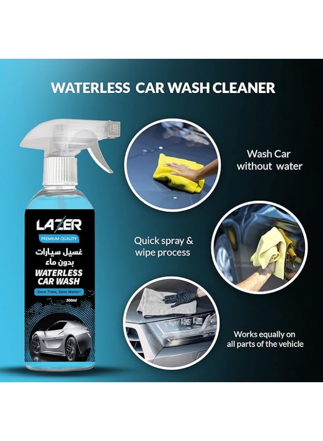 LAZER Waterless Car Wash Liquid – High Efficiency Car Cleaning Solution, No Water Needed, Scratch-Free Formula, Deep Cleaning & Shine, Safe for All Surfaces, Large Capacity Car Care Can - Image 4