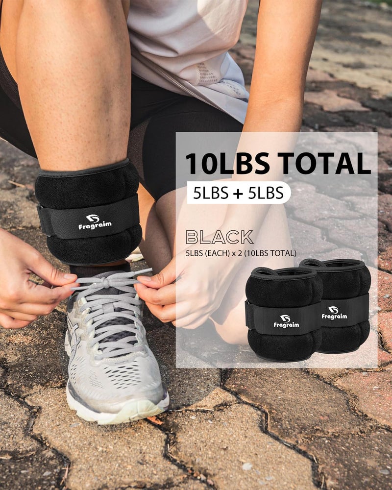 Fragraim Ankle Weights, 5 Lbs X 2 Wrist Leg Arm Weights for Women, Kids and Men, Comfortable and Soft, Pretty Sturdy, Perfect for Dancing, Running, Walking, Fitness, Workout, Physical Therapy - Black - Image 4