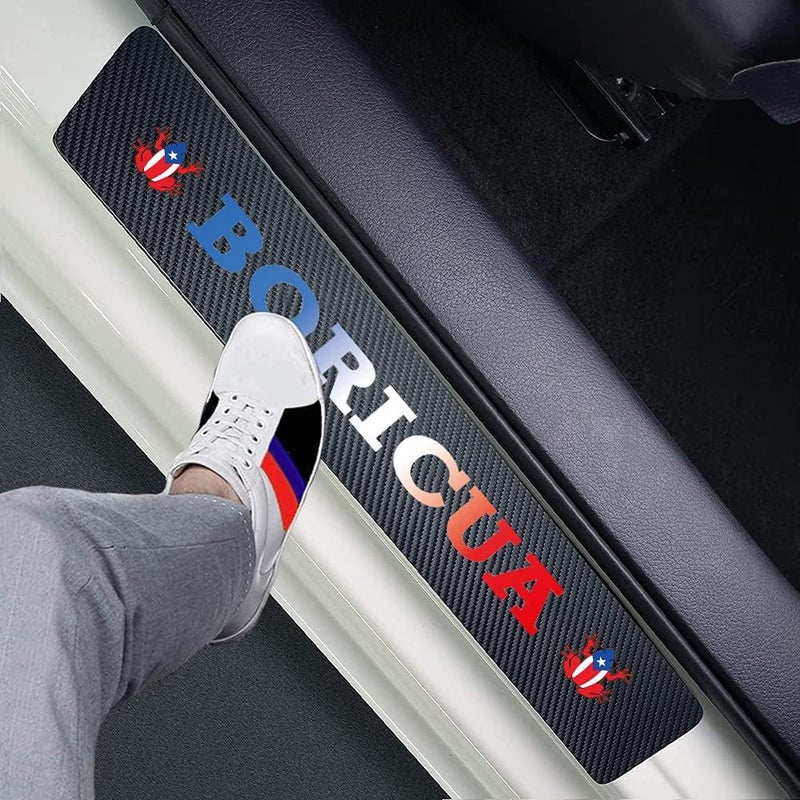 Naxizo Set of 4 Puerto Rican Coqui Carbon Fiber Car Door Sill Protectors Decorative Entry Guard Scratch Pad Film for Auto Truck SUV FrontRear Doors Puerto Rican Coqui - Image 3