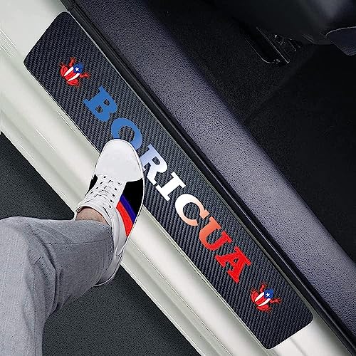 Naxizo Set of 4 Puerto Rican Coqui Carbon Fiber Car Door Sill Protectors Decorative Entry Guard Scratch Pad Film for Auto Truck SUV FrontRear Doors Puerto Rican Coqui - Image 1