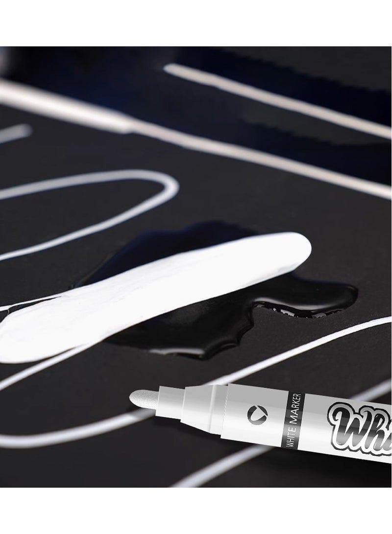 NIIMBOT 12 Pack Liquid White Chalk Marker Pen 2mmTip White Marker White Dry Erase Marker Chalkboard Signs, Windows, Blackboard Chalk Pens, Plastic, Leather, Glass, Stone, Metal, Canvas, Ceramic, Fabric, Tire (White) - Image 3