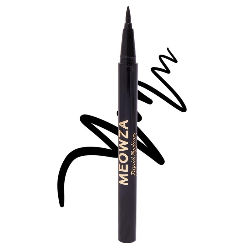 Winky Lux Meowza Liquid Eyeliner - Long Lasting Smudge Resistant Formula, Felt Tip Precision Applicator, True Black Eyeliner - Image 1
