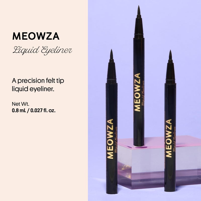 Winky Lux Meowza Liquid Eyeliner - Long Lasting Smudge Resistant Formula, Felt Tip Precision Applicator, True Black Eyeliner - Image 2