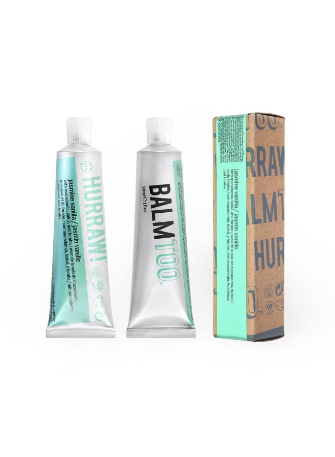 Hurraw! Hurraw Balmtoo Squeezable Balm Jasmine Vanilla Thick ultramoisturizing Anywhere application Body face lips neck fingers toes 1 tube 7 sticks of lip balm Natural Organic Made in USA - Image 2
