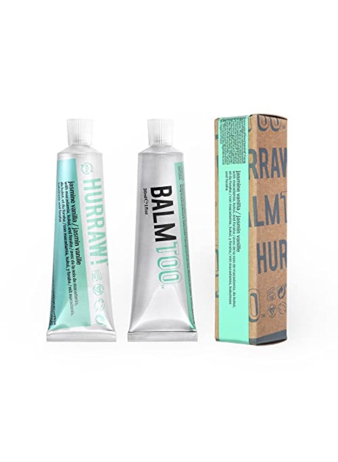 Hurraw! Hurraw Balmtoo Squeezable Balm Jasmine Vanilla Thick ultramoisturizing Anywhere application Body face lips neck fingers toes 1 tube 7 sticks of lip balm Natural Organic Made in USA - Image 1