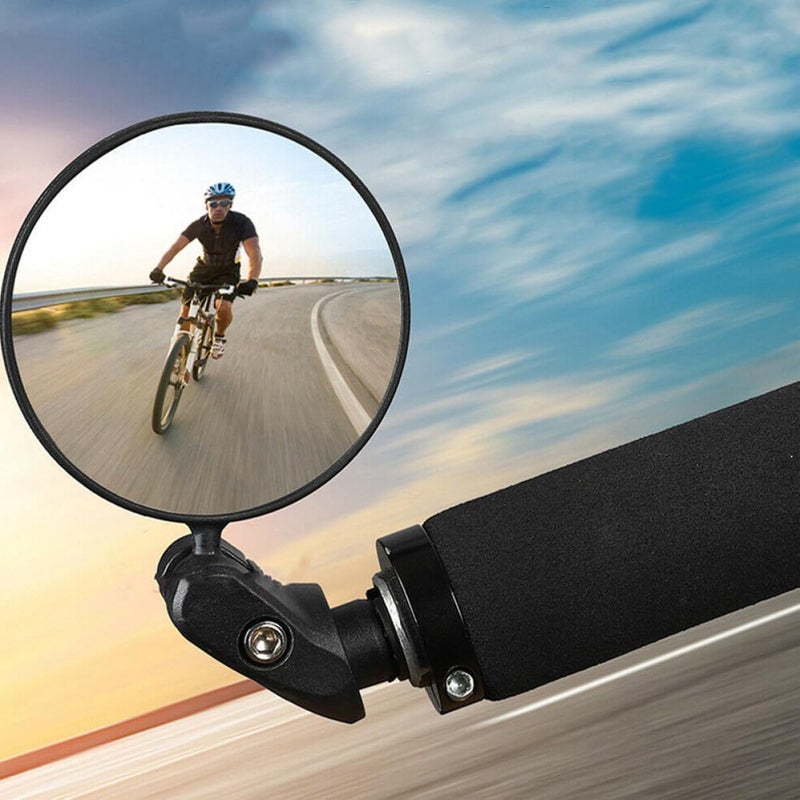 مرآة نهاية المقود السوداء العالمية للدراجات الجبلية والطرق، مرآة خلفية محدبة قابلة للطي - Image 4