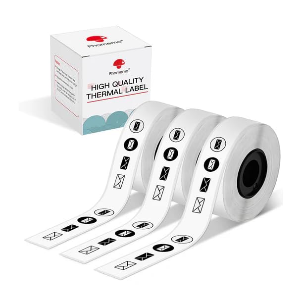 Phomemo D30 Continuous Labels, D35 Q30 Q31 Q32 Q30S Long Label Tape, Sticker Thermal Paper Self-Adhesive D30 Label Maker Tape Consumables, Black on White, 15mm x 6m (0.59 x 236.22 Inch) 3-Roll - Image 1