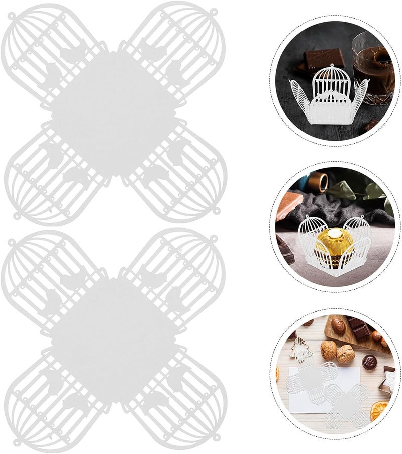 SOPOTUTU Decorative Chocolate Cage Wrapper Box 50Pcs White Hollow Wedding Candy Case Truffle Wrappers Party Dessert Paper Packaging for Wedding Celebration - Image 4
