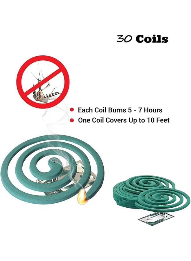 إيروريكس لفائف طاردة للبعوض من نبات السترونيلا، 30 قطعة، خالية من الدخان، غير قابلة للكسر، حماية كاملة من البعوض والحشرات الطائرة لمدة 12 ساعة لكل لفة واحدة - Image 3