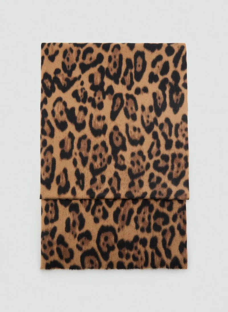 MANGO Leopard-print scarf