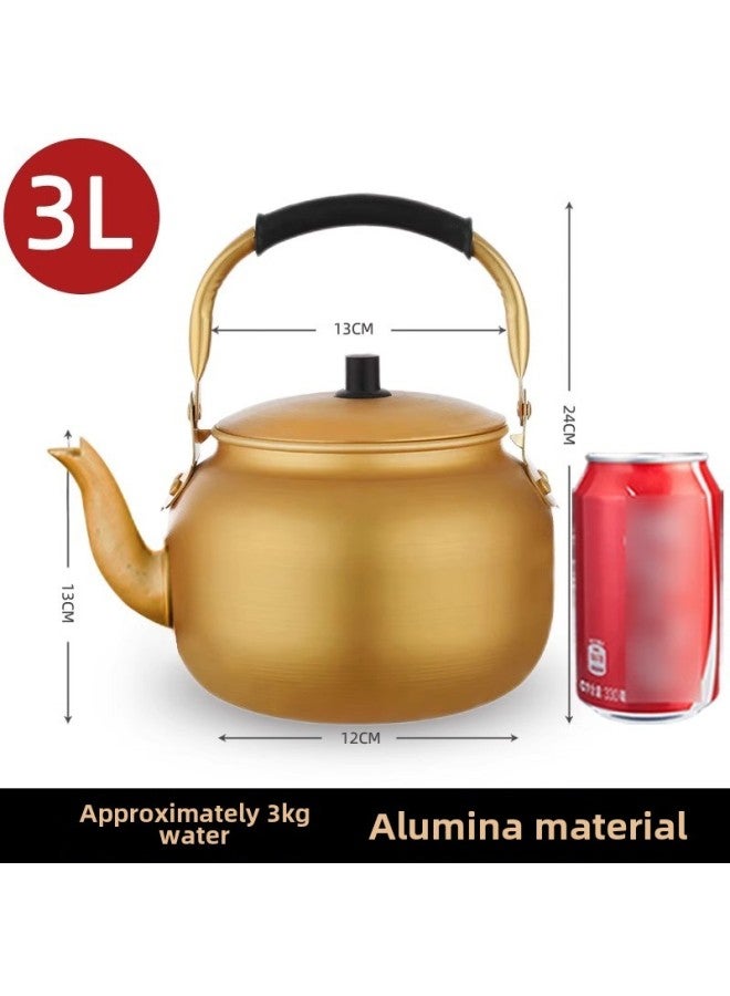 Korean Style Rice Hose Pot Aluminum Yellow Aluminum Pot Kettle Plus Soup Pot Mini Household Open Fire Gas Boiling Teapot Aluminum Teapot-Color:Korean Yellow Pot 3L-Capacity:0.55l-15l Yellow Aluminum Pot - Image 1