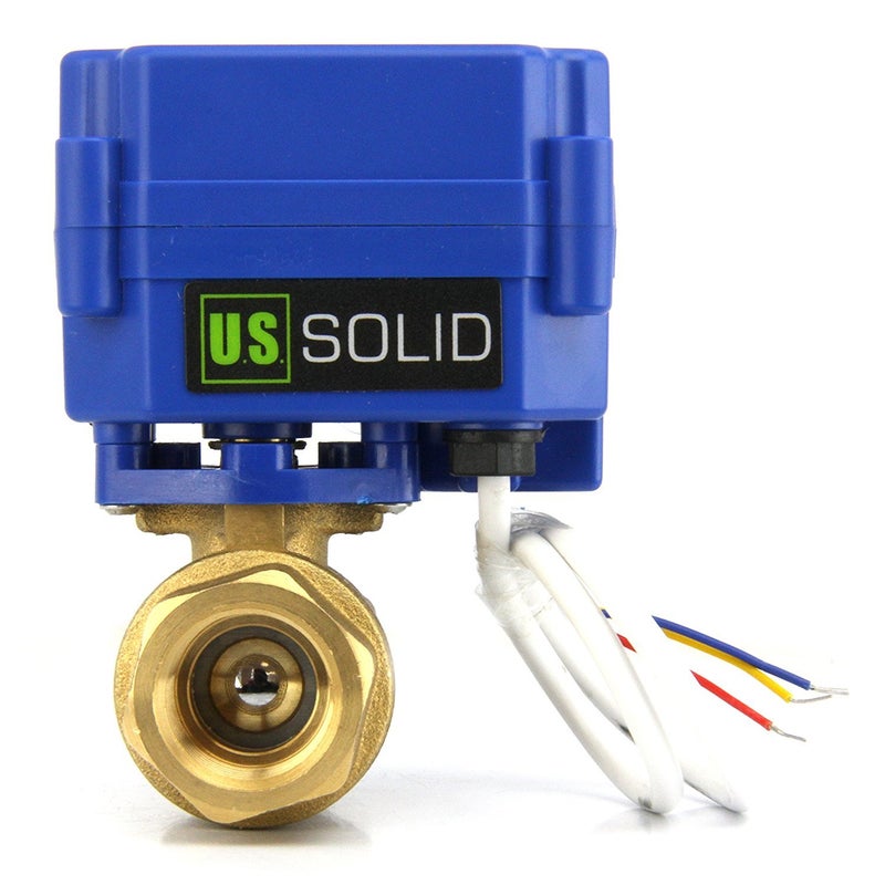 U.S. Solid 1/2" Motorized Ball Valve Brass Electrical Ball Valve DN15 with Full Port, 9-24V AC/DC, 3 Wire Setup - Image 2