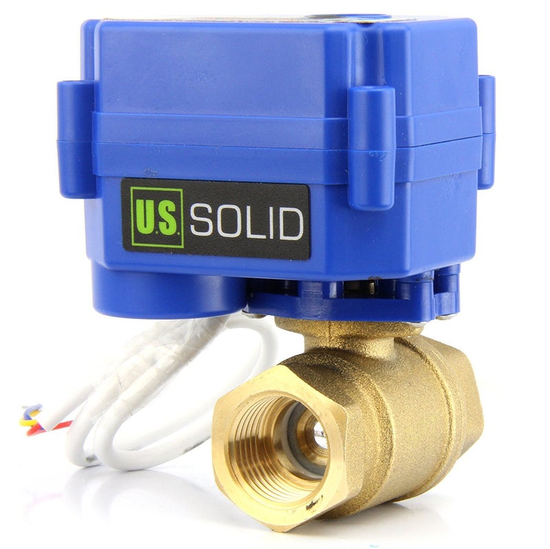 U.S. Solid 1/2" Motorized Ball Valve Brass Electrical Ball Valve DN15 with Full Port, 9-24V AC/DC, 3 Wire Setup - Image 1