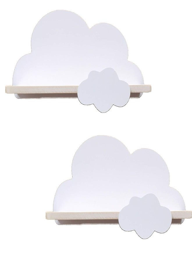 Haomian 2Pcs Cloud Shelves for Children's Nursery Or Bedroom, Kids Nursery Room Shelves, Floating Bedroom Baby Book Shelf Storage Shelf, Cloud Floating Wooden Shelf Wall Decoration, White - Image 1