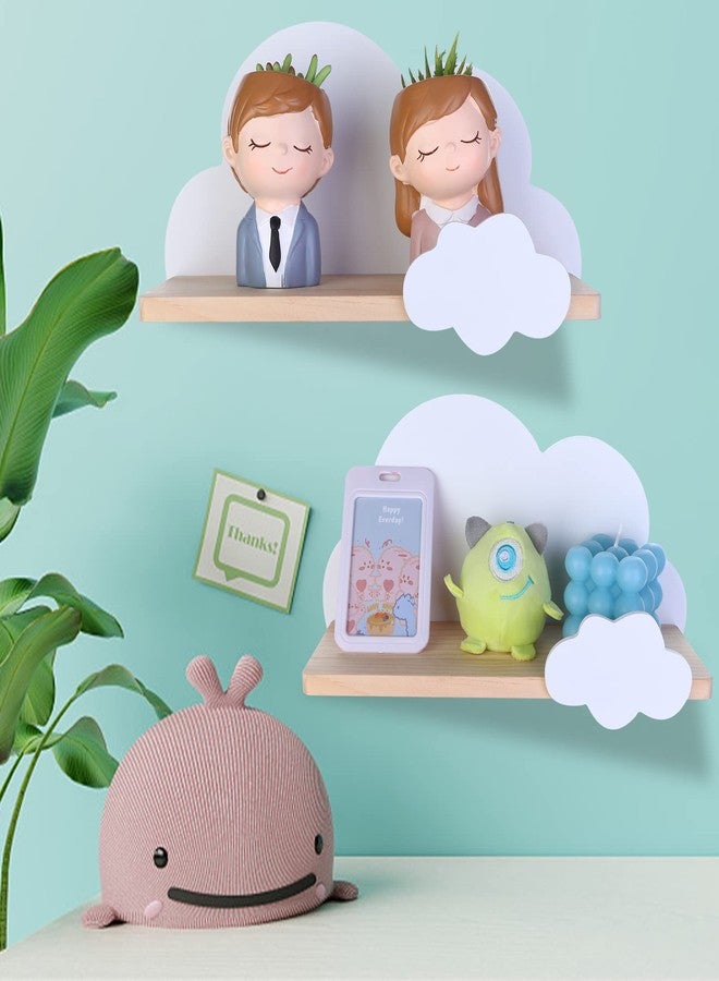 Haomian 2Pcs Cloud Shelves for Children's Nursery Or Bedroom, Kids Nursery Room Shelves, Floating Bedroom Baby Book Shelf Storage Shelf, Cloud Floating Wooden Shelf Wall Decoration, White - Image 5